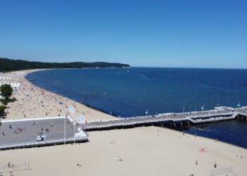 Drone Shot of Sopot Pier in Poland