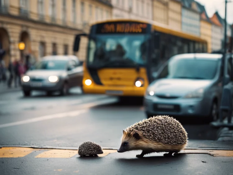 Bus Driver in Kraków Stops Traffic to Save Hedgehog Crossing Busy Road